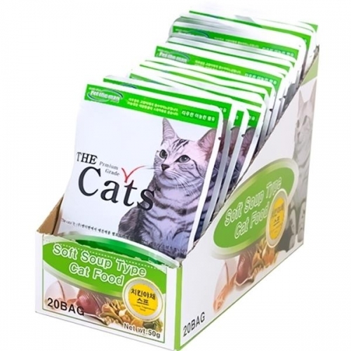 고양이 간식 더캣츠 파우치 - 치킨연어수프(그린) 20개세트