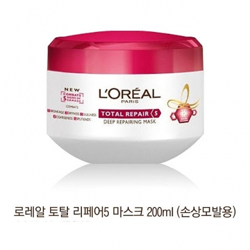 로레알 토탈 리페어5 딥 마스크 200ml 손상모발용 1개 헤어트리트먼트 헤어팩 손상케어 헤어보습 헤어케어