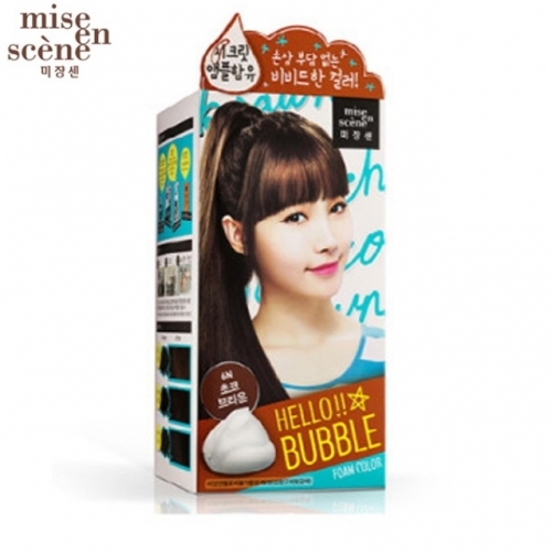 미쟝센 헬로버블 거품염색 6N초코브라운 풍성한거품 셀프염색 샴푸하듯이 부드러운모발