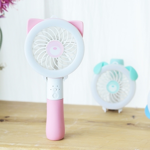 LED 동물모양 핸디형 선풍기(핑크-고양이) 접이식