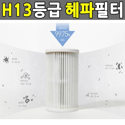 H13등급 헤파필터 원룸용 미니 공기청정기 올인원필터