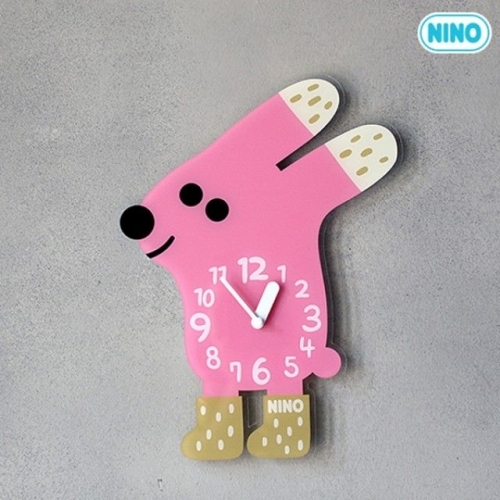 니노 타임 NTMA-116 분홍토끼 (소) 디자인 아크릴 벽시계