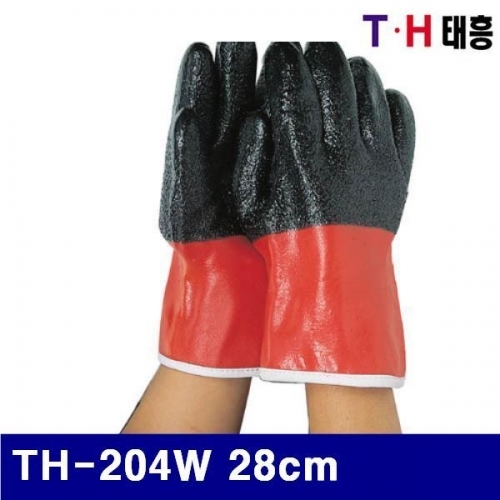 태흥산업 8600161 까만손 방한 PVC장갑 TH-204W 28cm (묶음(10EA))