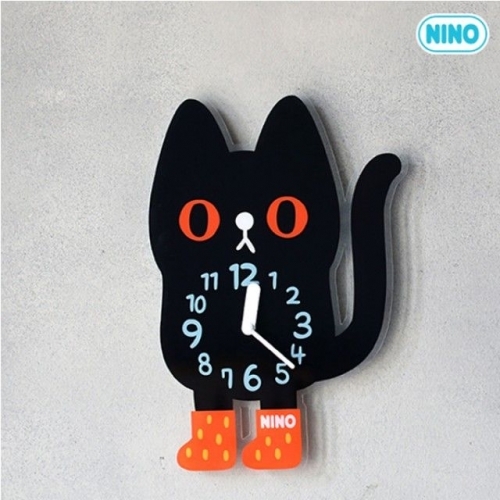 니노 타임 NTMA-117 검은고양이 (소) 디자인 아크릴 벽시계