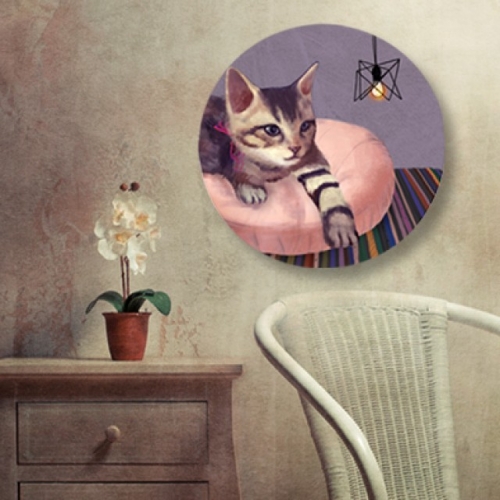귀여운 고양이그림 인테리어소품 감동갤러리 보라전등 원형