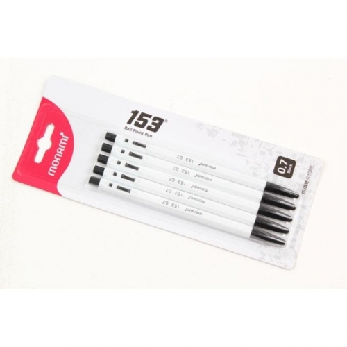 153 볼펜5본 검정색 0.7mm 모나미펜 검정볼펜 블랙펜