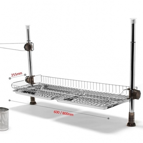 DW 씽크선반 봉고정 600 1단 (스텐쟁반) 선반 분리형 접시꽂이 기둥 물받이 수저통
