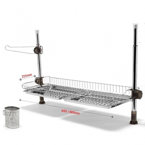 DW 씽크선반 봉고정 800 1단 (스텐쟁반) 스테인레스 선반 분리형 접시꽂이 물받이 수저통