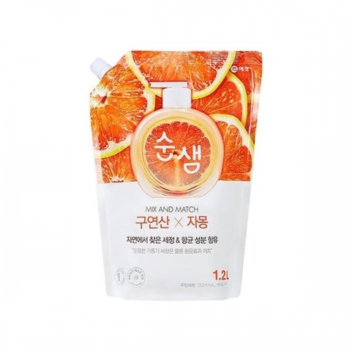 애경 순샘 주방세제 구연산 자몽 리필 1200ml