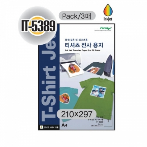 폼텍)티셔츠전사용지(IT-5389 3매) 특수기능성라벨