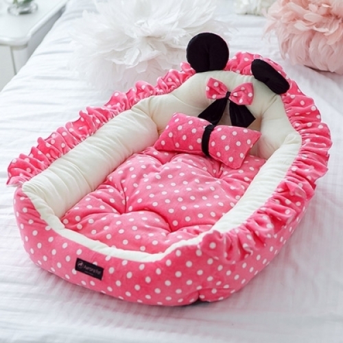 오로라펫 침대 핑크도트(대)