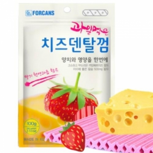 과일먹은 치즈덴탈껌100g - 딸기 애완용품