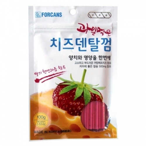 포켄스 과일먹은 치즈덴탈껌 100g(딸기)