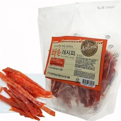 바른레시피 닭가슴살슬라이스(소프트타입) 400g(실중량 50gX8) 애완용품 강아지수세간식