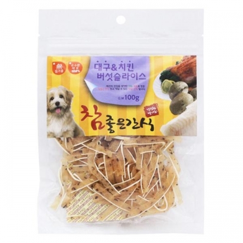 참좋은간식 100g - 대구 치킨버섯 슬라이스 애완용품
