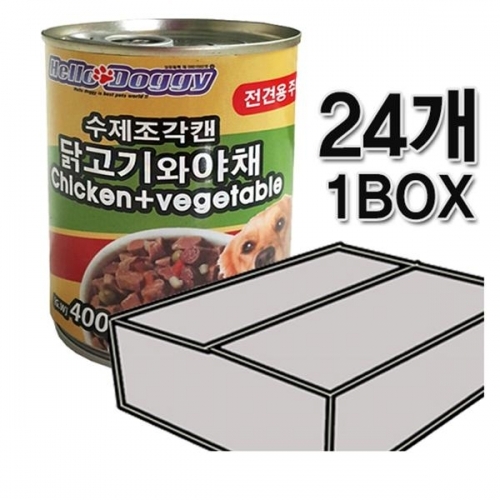 헬로도기 수제조각캔 400g_닭고기와야채 24개1박스