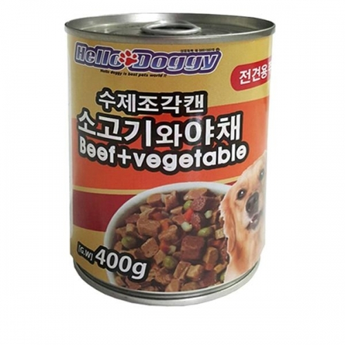 헬로도기 수제조각캔(주식캔) 400g _ 소고기와야채 10개묶음