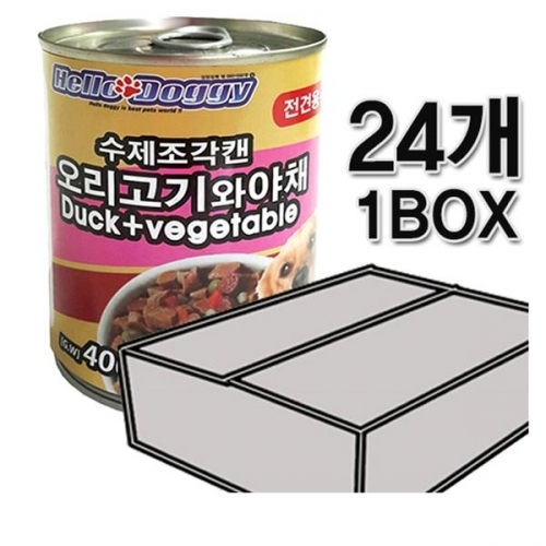 헬로도기 수제조각캔 400g_오리고기와야채 24개1박스