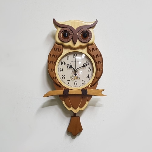 무소음 우드35-B 부엉이추 벽시계