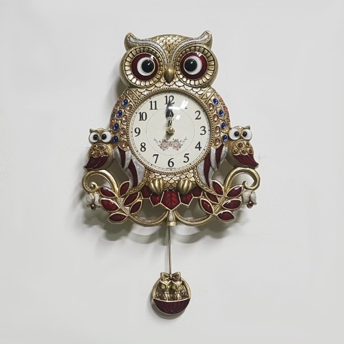 글램부엉이추 골드 무소음 벽시계