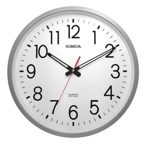 로니카 무소음 원형실버벽시계대 R908S
