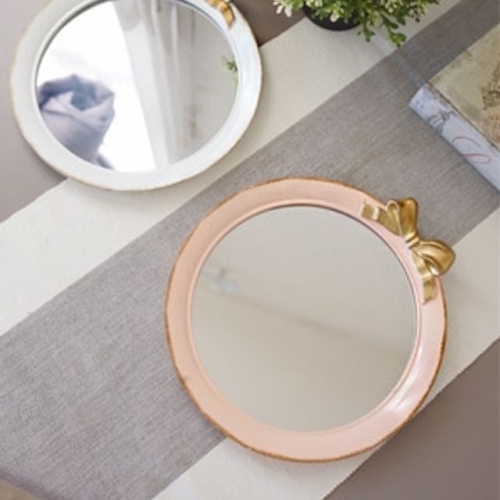 러블리 원형 거울 (화이트/핑크) 접이식거울 화장거울