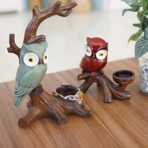 나무위 민트 부엉이 촛대 (2 Type) 인테리어 소품