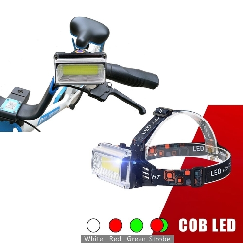 충전식 COB LED 자전거 라이트 전조등 헤드랜턴 겸용