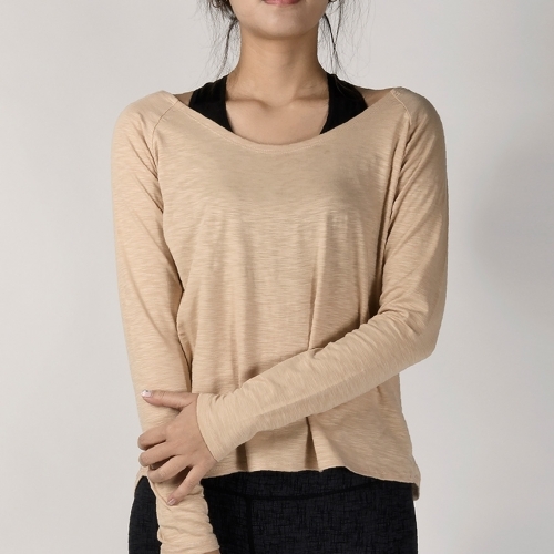 요가복 여성 커버 티셔츠 베이지