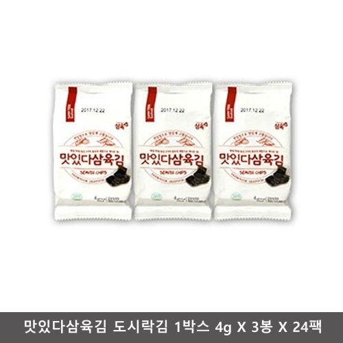 맛있다삼육김 도시락김 1박스 4g X 3봉 X 24팩