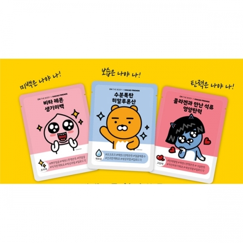 카카오프렌즈 온더바디 마스크팩 25g 라이언 네오 어피치 택일