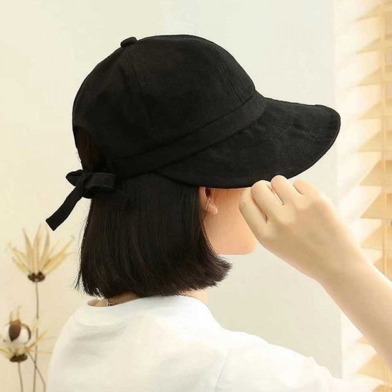 여자 귀여운 모자 리본 하프 버킷햇 예쁜 패션 선캡