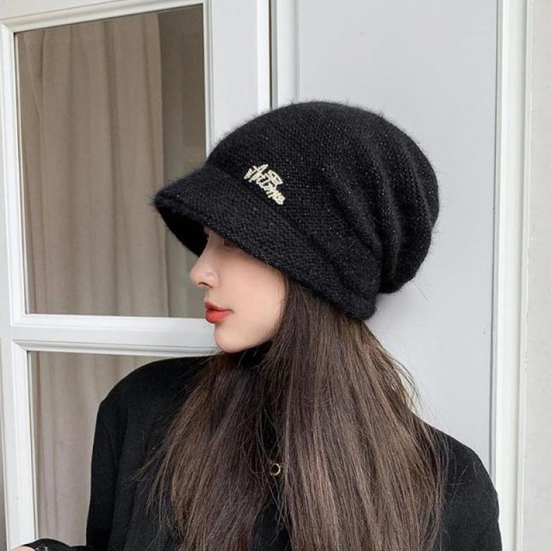 여성 니트 비니 3컬러 1P 겨울 챙모자 따뜻한 모자
